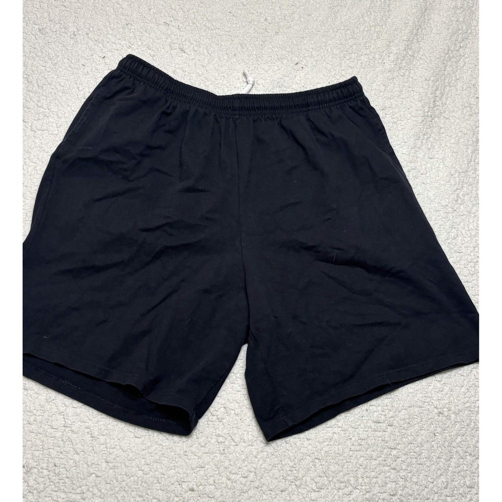 Soffe Men Shorts 2XL Athletic Black 100% Cotton Solid Knit Regular